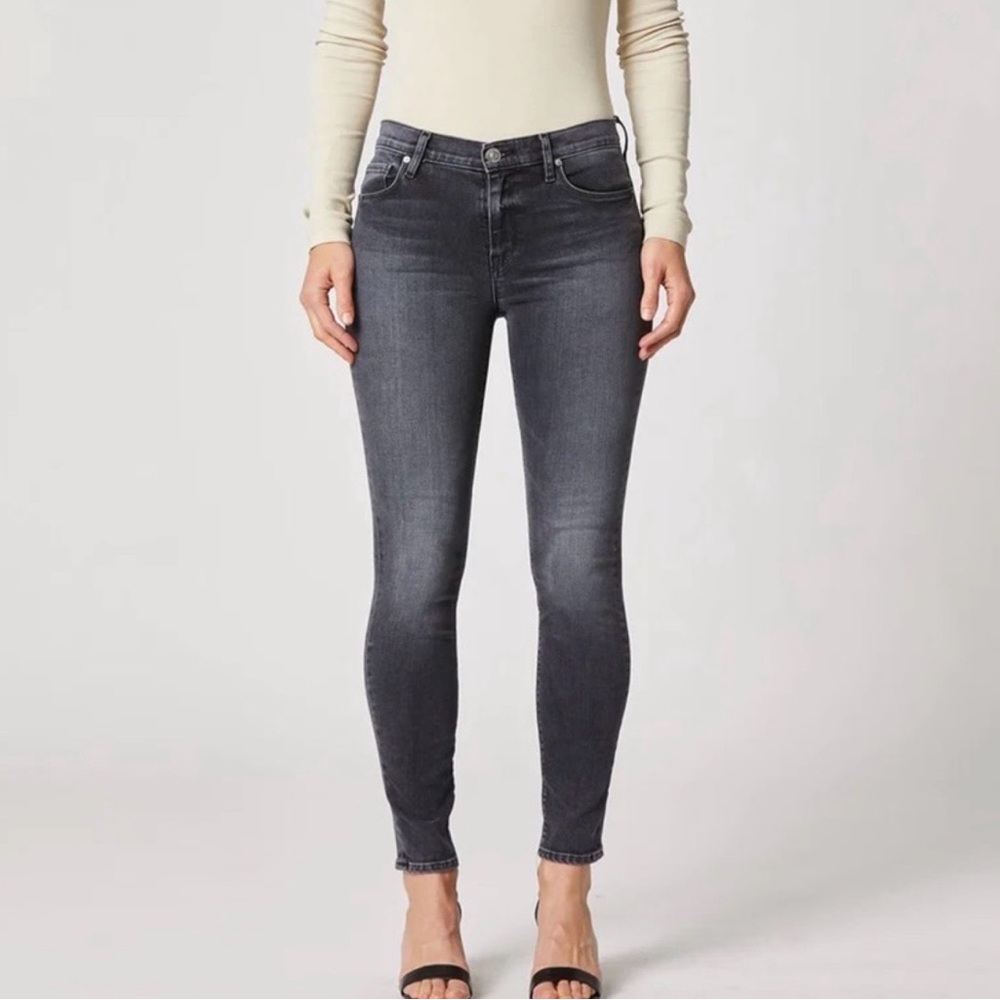 Hudson Nico Mid-Rise Super Skinny Jean in worn black wash